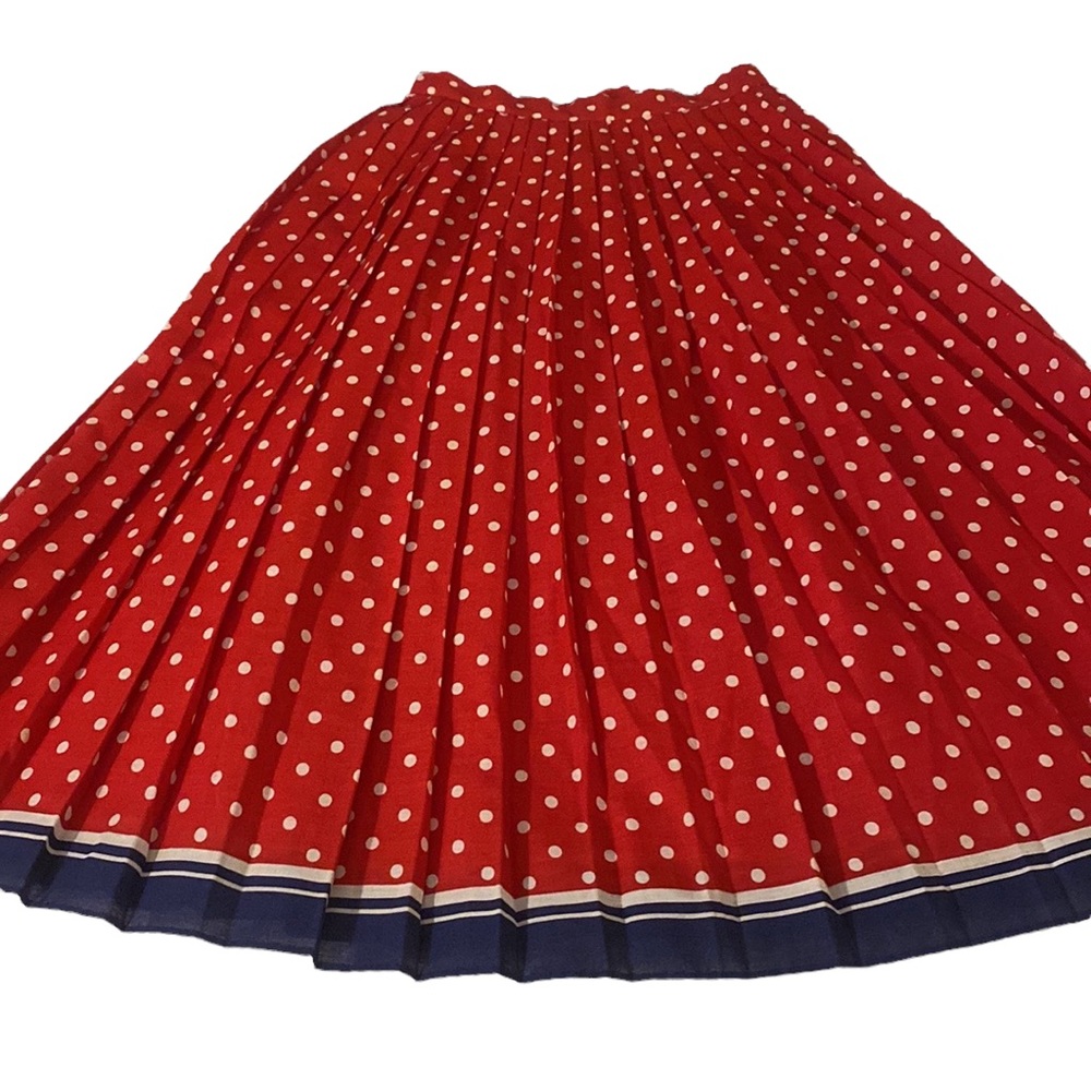 Vintage Pleated Patriotic polka dot red white and blue skirt